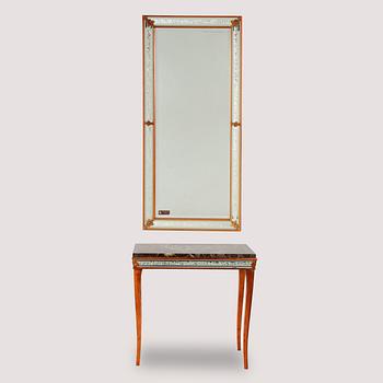A mirror and console table, Glas & Trä, Hovmantorp, Sweden, second half of the 20th century.
