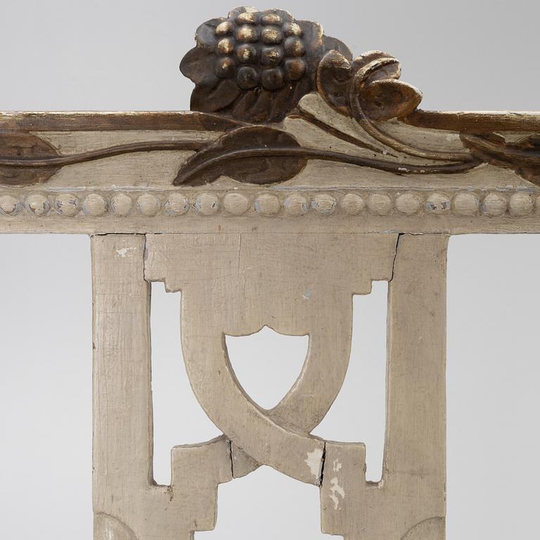 Four late-Gustavian chairs, Lindome, Sweden, around 1800.