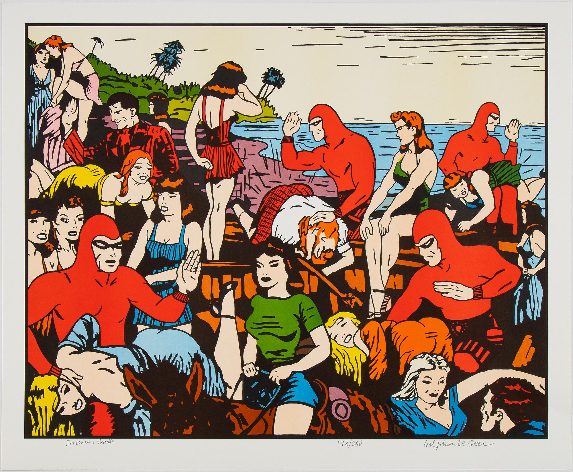 Carl Johan De Geer, lithograph in colours, signed 142/290.