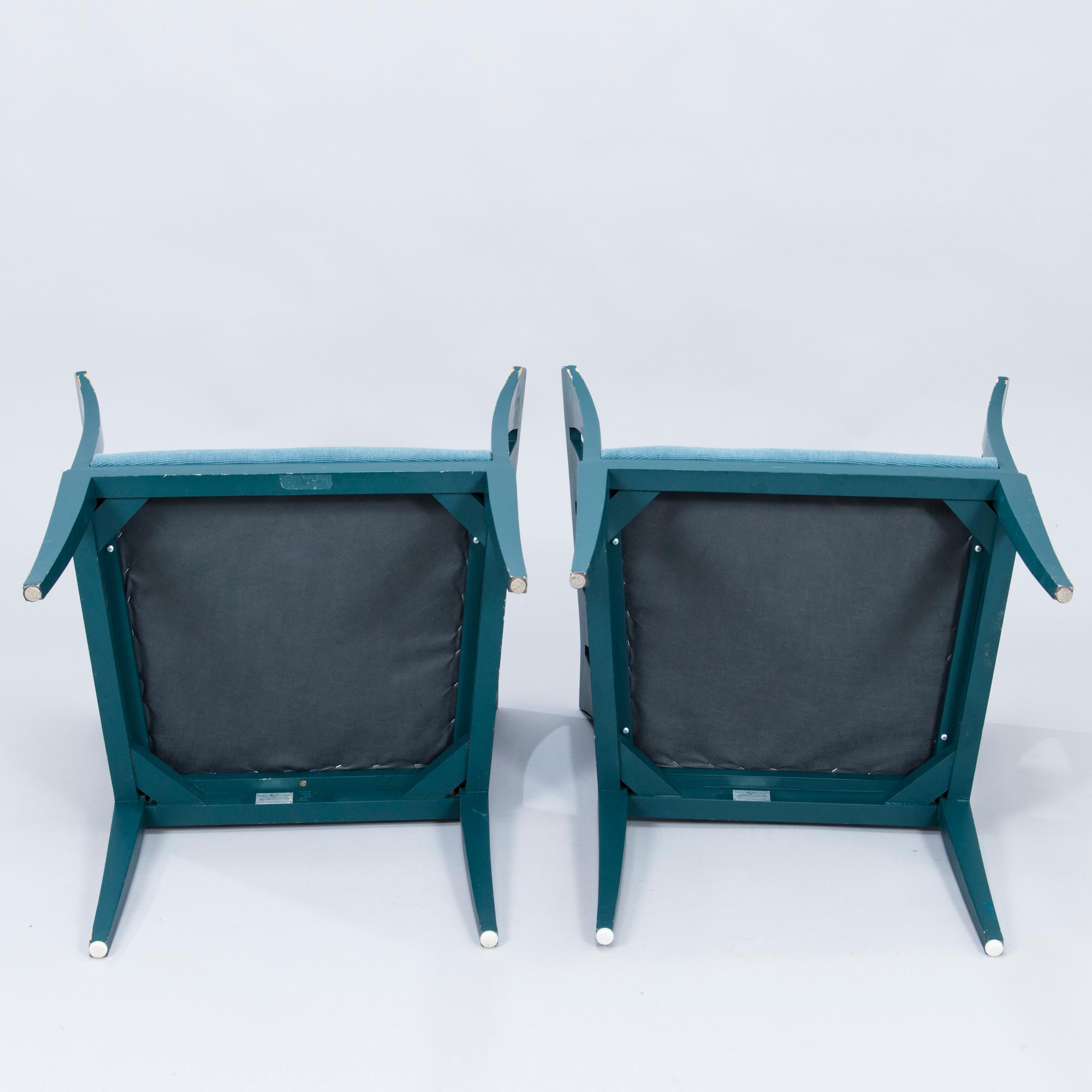 A pair of "Blue Chair" armchairs by Eliel Saarinen, Adelta, Finland 1983.