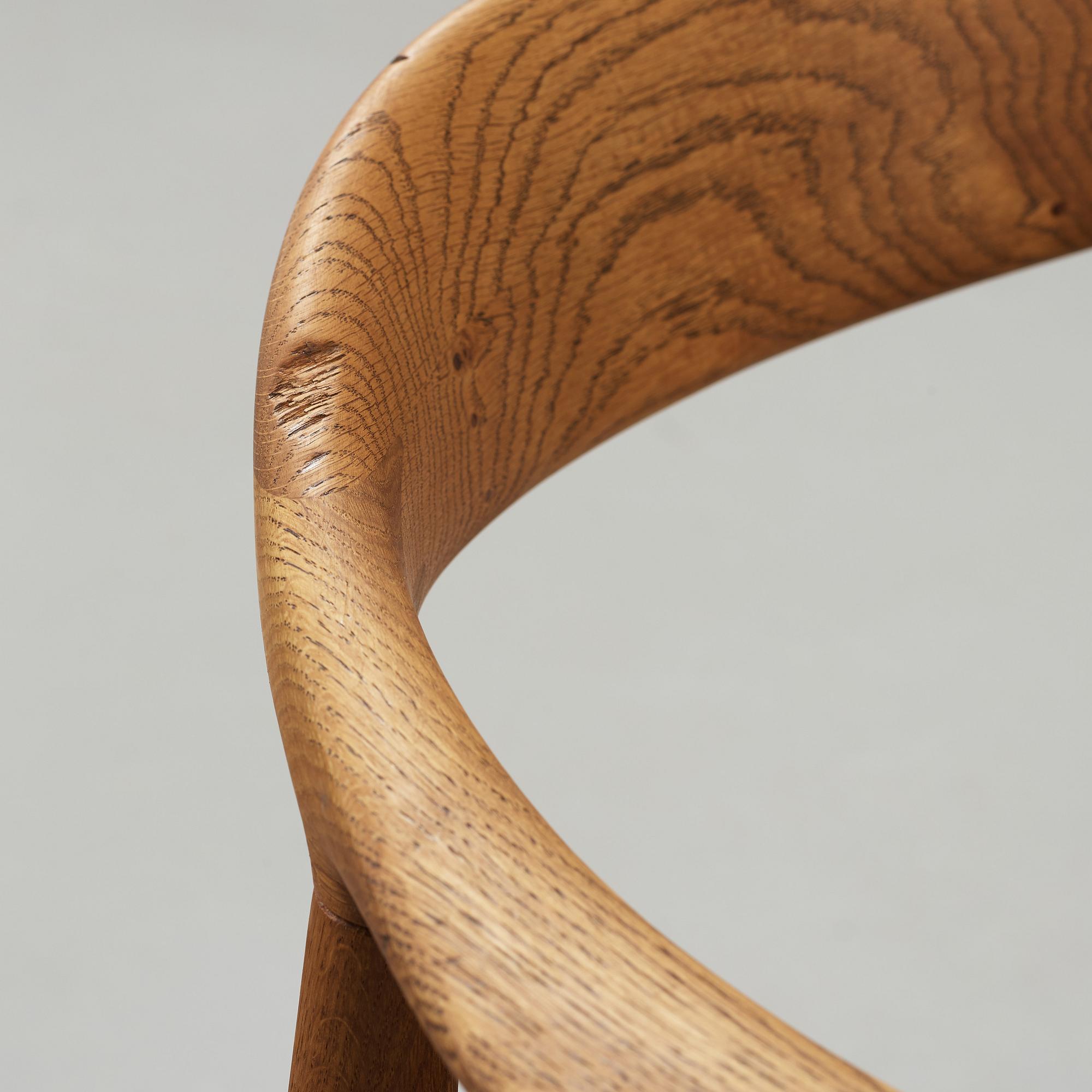 A set of six Hans J Wegner oak 'The Chair', Johannes Hansen, Denmark.