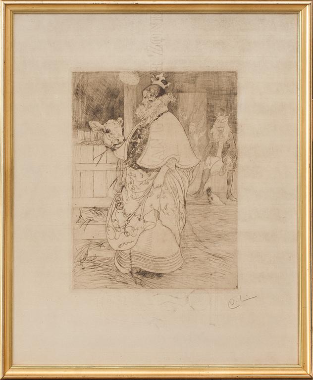 CARL LARSSON, etsning, monogramsignerad.