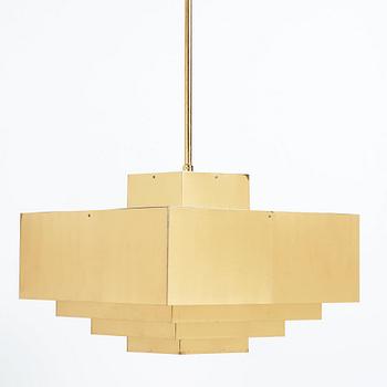 Hans-Agne Jakobsson, a brass and white lacquered "C 896/M" ceiling light, Markaryd, Sweden 1960's-70's.