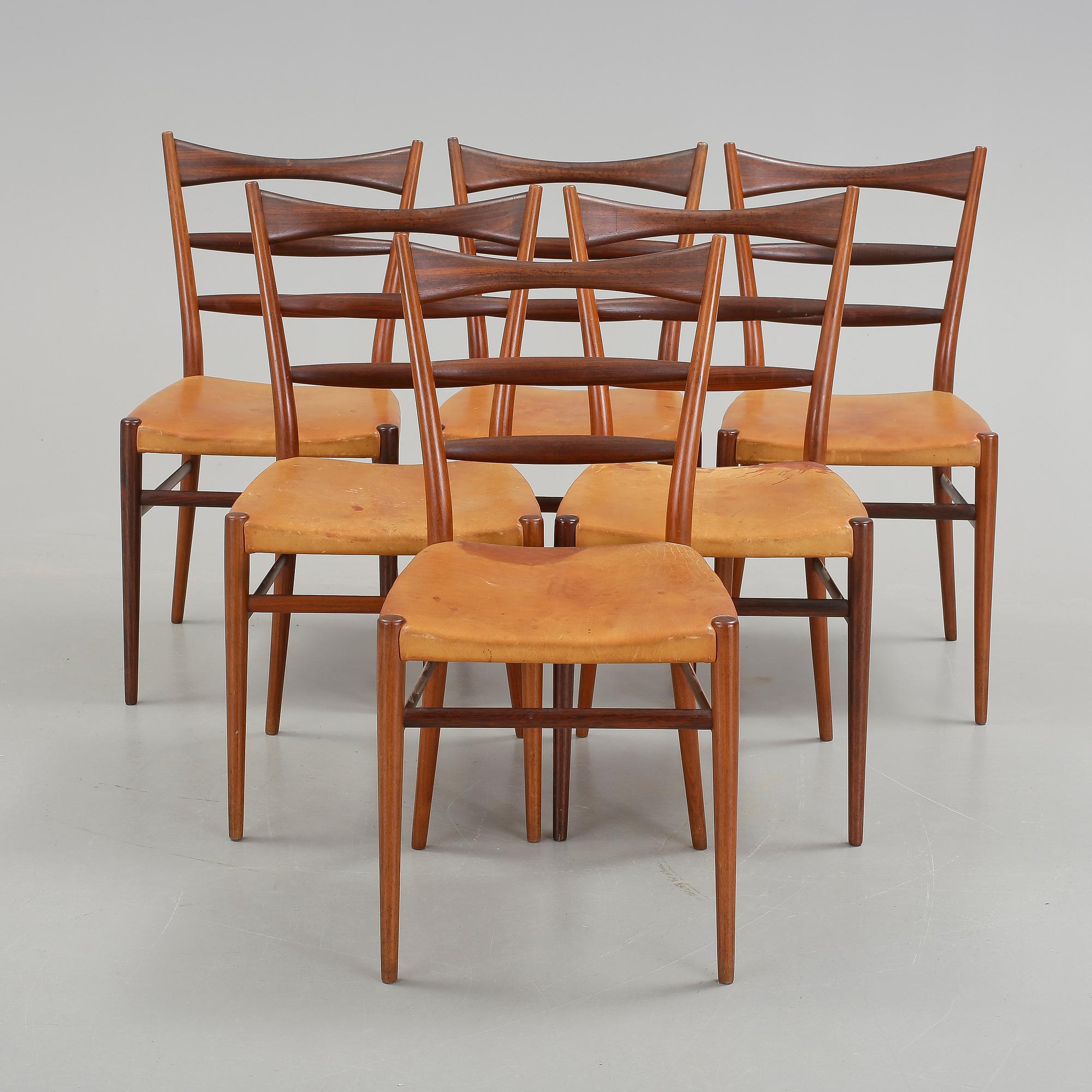 STOLAR, 6 st, Slagelse Möbelverk, Danmark, 1960-tal.