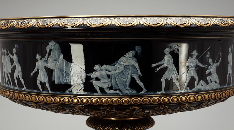 A blue and gold glazed centerpiece, probably by G.A Werner, Rörstrand 1880.