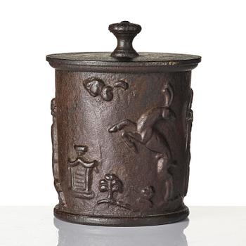 Carl Elmberg, a ”Tobaksburk N:r 1” tobacco jar with lid, Näfveqvarns bruk.