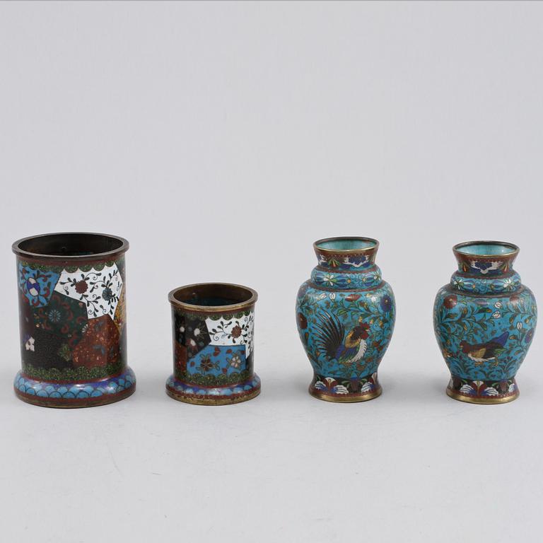 PARTI CLOISONNÉ, 5 st, orientaliska, 1900-tal.