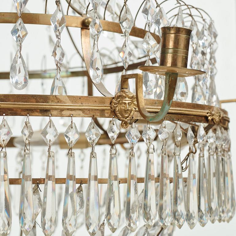 A late Gustavian six-light chandelier, early 19th century.