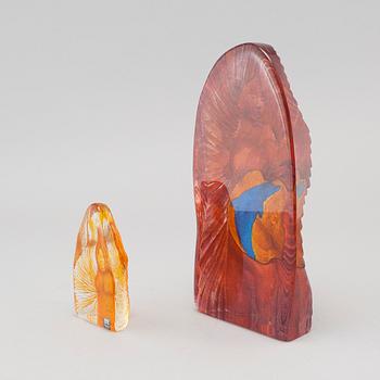 Two signed glass sculptures by Erika Höglund for Målerås.
