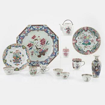 A group of thirteen porcelain pieces, China and Samson, France, 18th-20th Century.