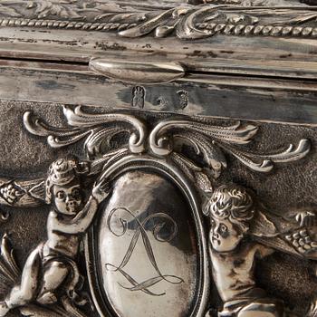 Box, silver circa 1900 Baroque style.