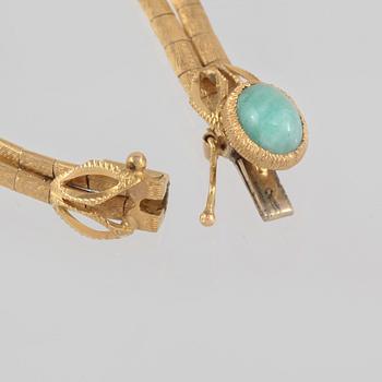 ARMBAND, 18K guld med cabochonslipad variscit, Arezzo, Italien. Vikt 15,7 gram.