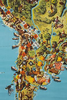 SKOLPLANSCH, Sydamerika, 1900-talets första hälft, Anker Johanessen Kobenhavn.