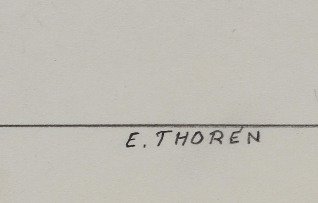 ESAIAS THORÉN, teckning, blyerts, sign.