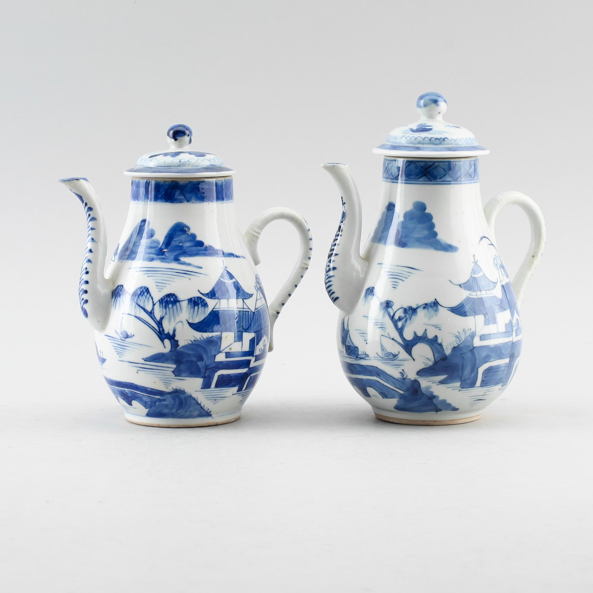KANNOR, 2 st, porslin, Kina, 1800-/1900-tal.