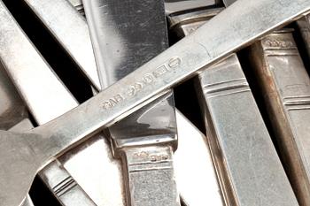 BESTICK,125 delar, silver, "Rosenholm", GAB, 1940-tal. Total vikt ca 4800 g inkl rostfria knivblad.