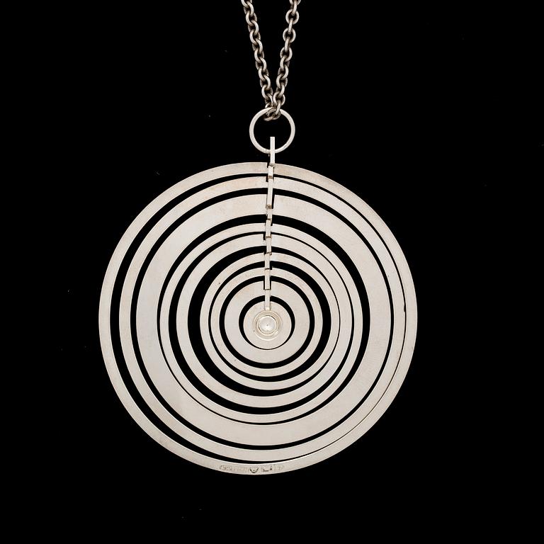 TAPIO WIRKKALA, a pendant "Silver moon", silver. Kultakeskus 1971.