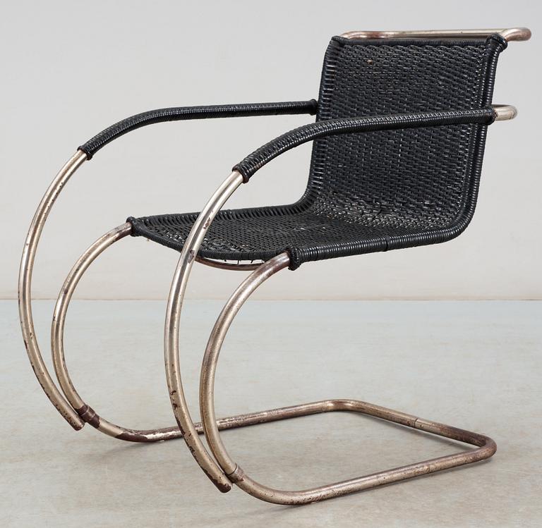 A Ludwig Mies van der Rohe 'MR 20' armchair, Berliner Metallgewerbe Josef Müller or Bamberg Metallwerkstatten, ca 1927.