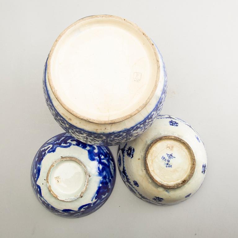 A group of persian cream ware, 18th/20th Century.  (9 pieces).