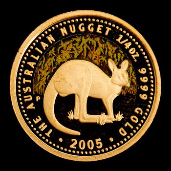 GULDMYNT, finguld, nugget, 25 dollar, Australien, 2005. Vikt ca 8 g.