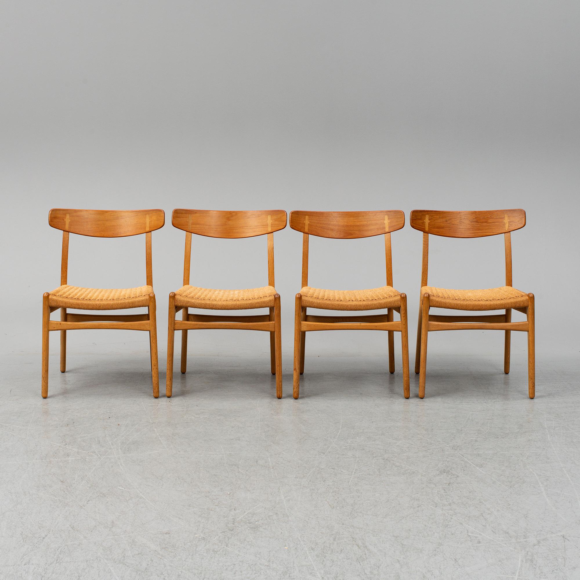 HANS J. WEGNER, stolar, 4 stycken, "Spisestolen", CH-23, Danmark.