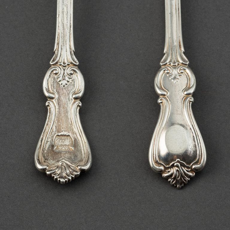 Gustaf Möllenborg, dessertskedar 6 st, silver, Stockholm 1850 och 1854 (Möllenborg-Feron).