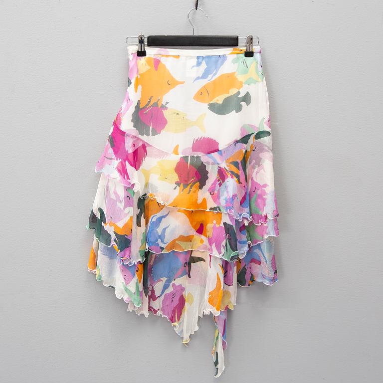 MOSCHINO, a silk chiffon top and skirt, italian size 38-40.