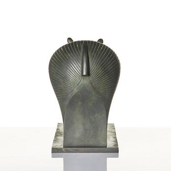 Gunnar Cyrén, a sculpture, "Kan du inte tala?", ed. 5/7, Herman Bergman konstgjuteri, Stockholm & Gävle, 1988.
