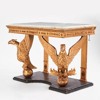 A Swedish Empire giltwood and marbe console, Stockholm early 19th century.