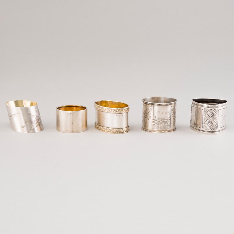 LAUTASLIINARENKAITA, 10 kpl, hopeaa, Suomi, Venäjä ja Viro, 1800- ja 1900-luku.