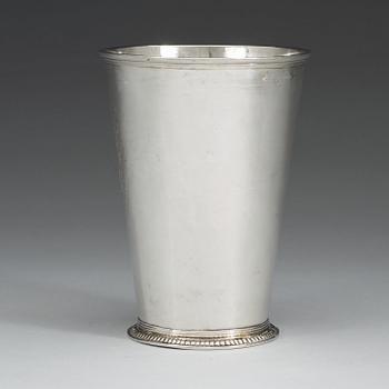 A Baltic 18th century parcel-gilt beaker, possibly Joachim Meinecke (1703-1710), Riga.