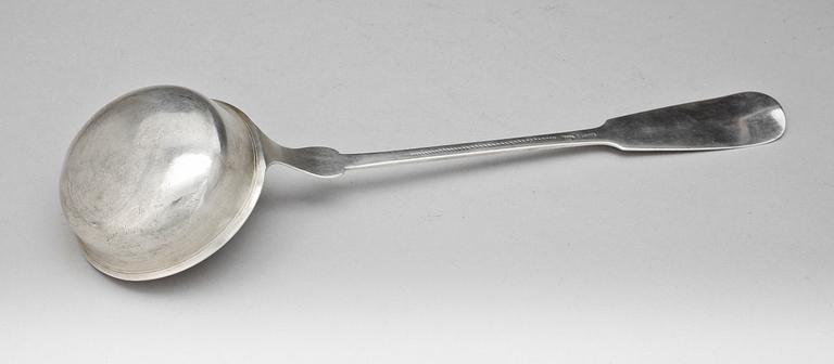 SOPPSLEV, silver, otydliga stämplar, möjl 1800-tal, vikt ca 160g.