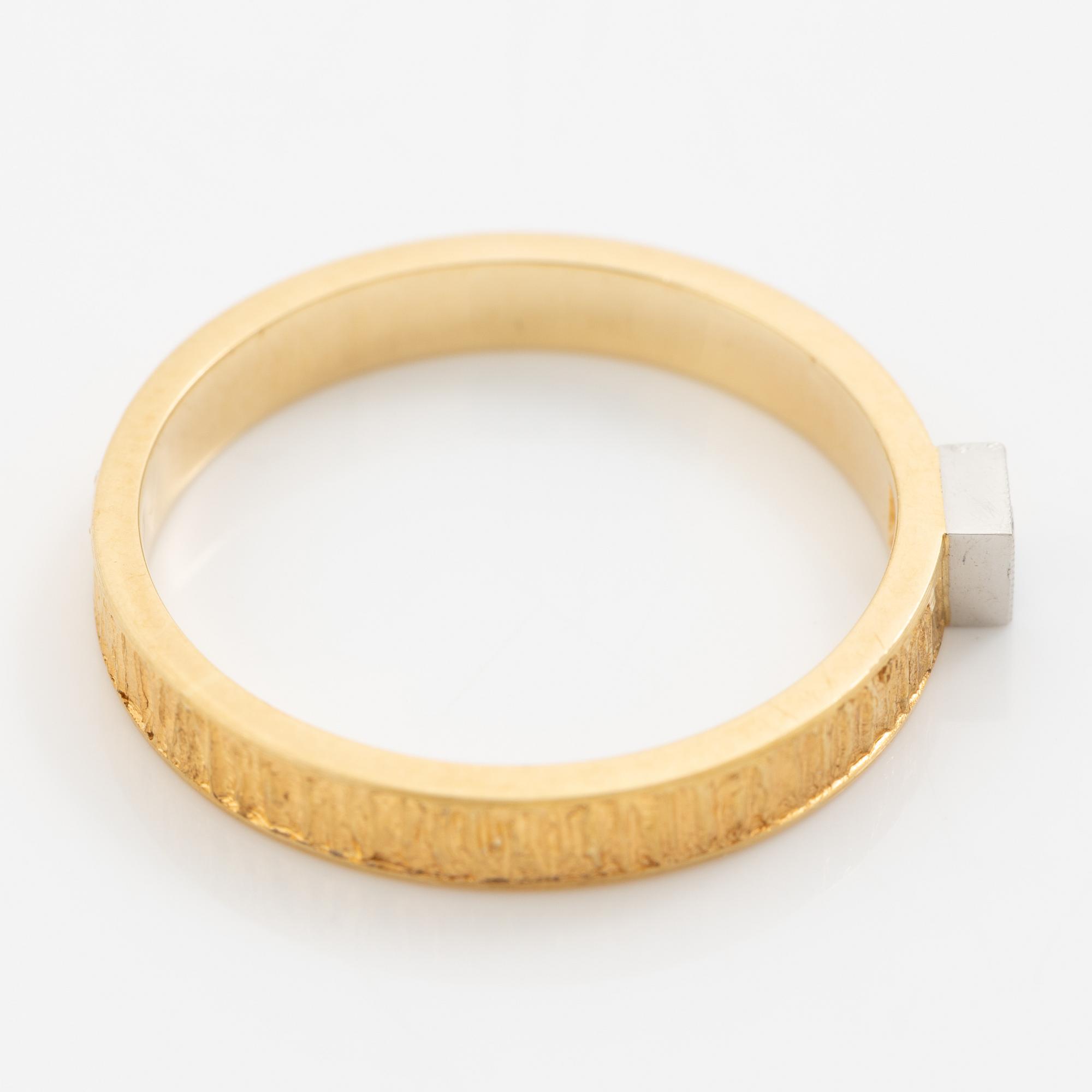 Lapponia, ring 18K gold set with a round brilliant-cut diamond, Finland 1976.