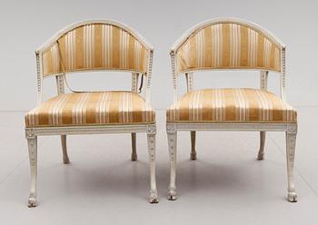 A pair of late Gustavian armchairs by Ephraim Ståhl, master 1794.