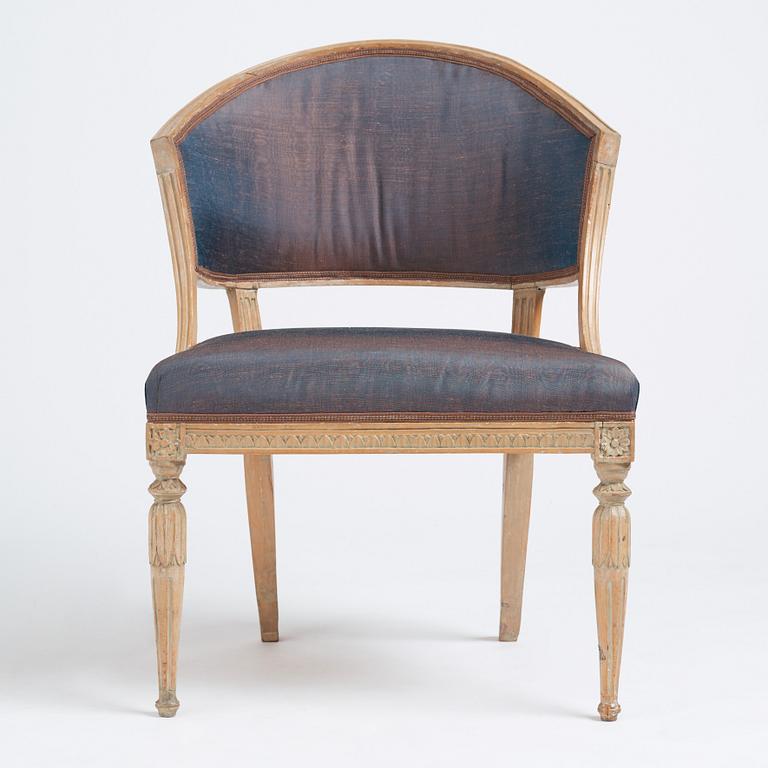 A late Gustavian armchair by A Hellman (master in Stockholm 179?-1825).