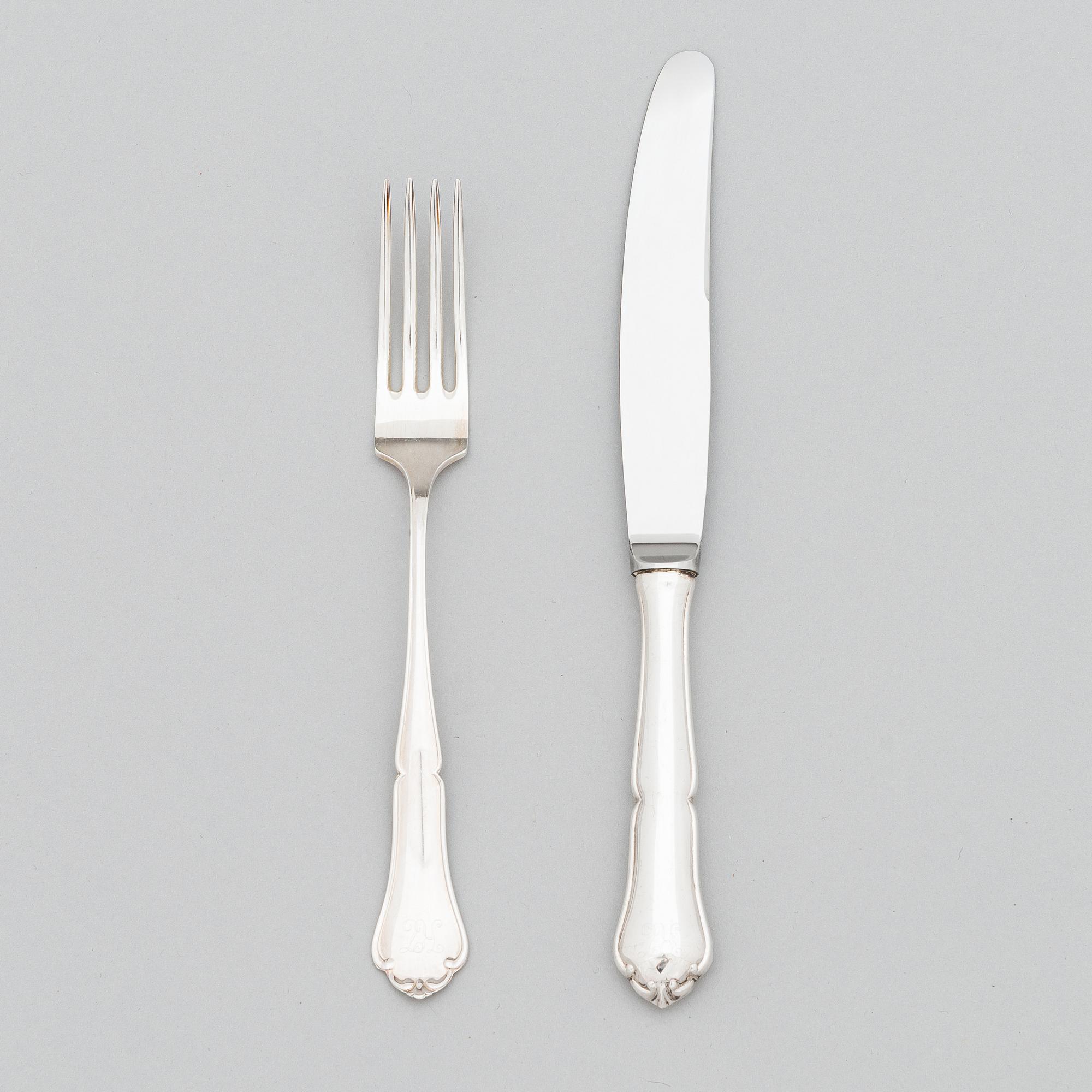 A 24-piece set of 'Chippendale' silver cutklery,  Kultateollisuus oy, Turku, Finland 1978-79.