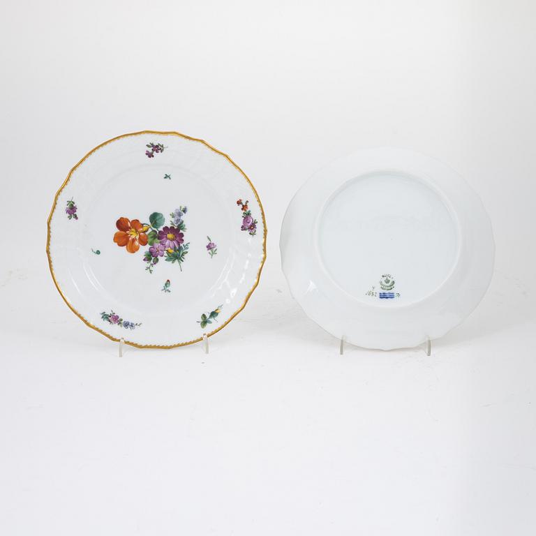 A set of nine 'Sachsisk blomst' starter plates, Royal Copenhagen, Denmark, 1922.