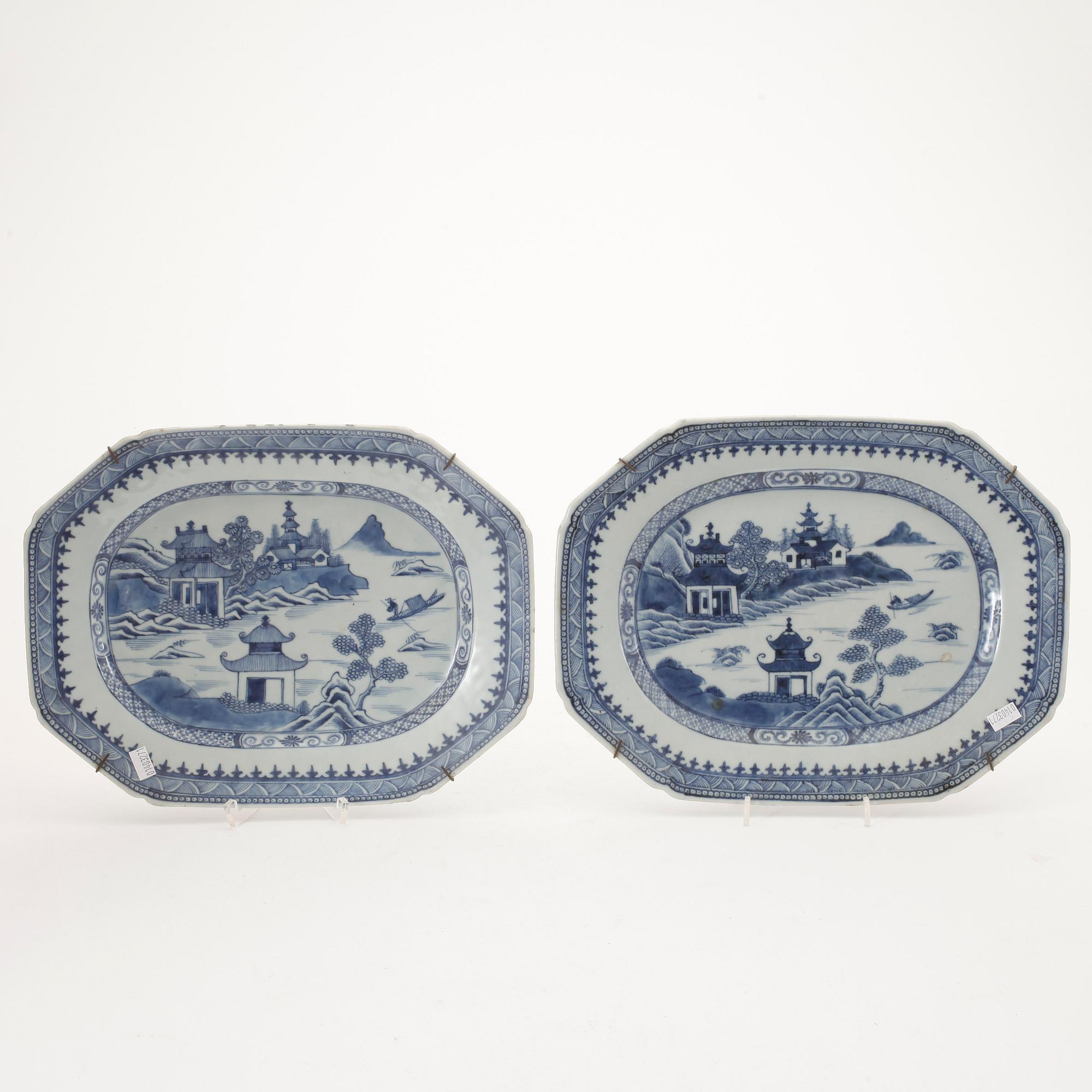 STEKFAT, ett par, porslin, sen Qianlong (1736-95).