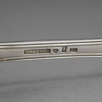 MATGAFFLAR, 6 st, silver, Christian Hammer, Stockholm. 1854. Vikt 450 g.