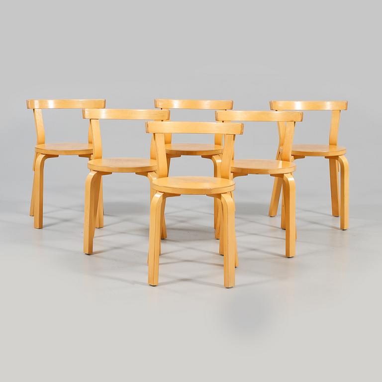 STOLAR, 6 st, troligen "Chair 68", Alvar Aalto, Artek, 1900-talets andra hälft.