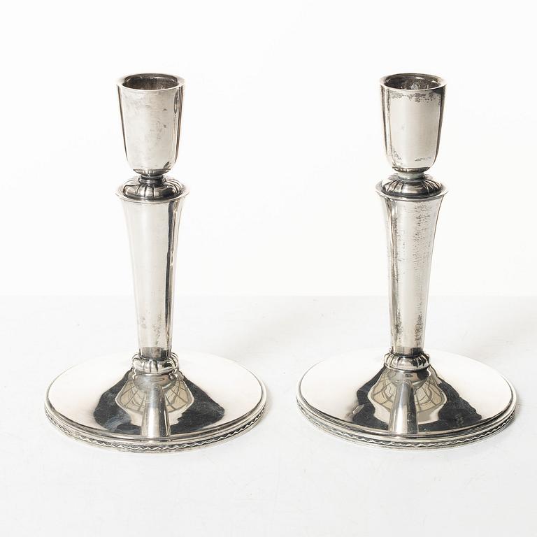 Eric Råström, Candlesticks, a pair, silver, Stockholm 1957.
