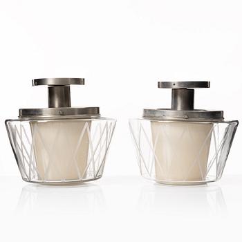Harald Notini, a pair of ceiling lamps model "11197", Arvid Böhlmarks Lampfabrik, Stockholm, 1940s.