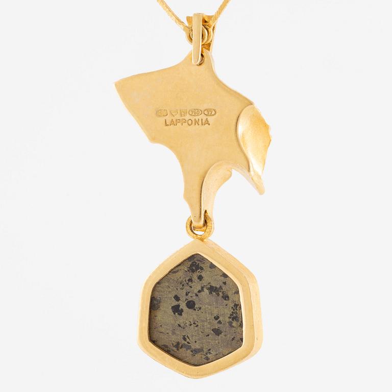 Björn Weckström, a necklace 18K gold with copper ore, for Lapponia, Finland 1976.