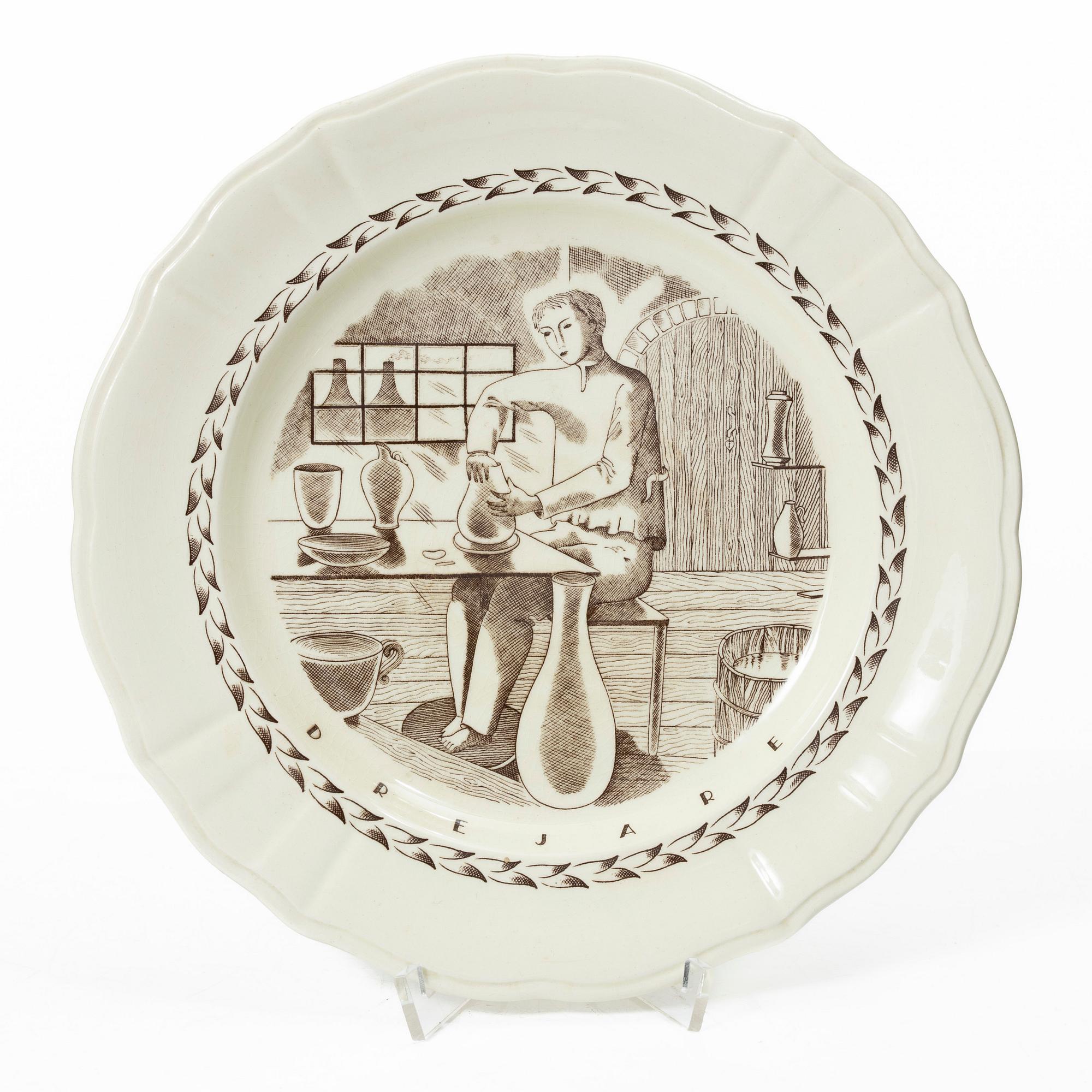 Wilhelm Kåge, Five test plates, porcelain and stoneware, Gustavsberg, 1920s-50s.