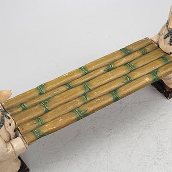 Bench with pigs, likely England, late 20th century.