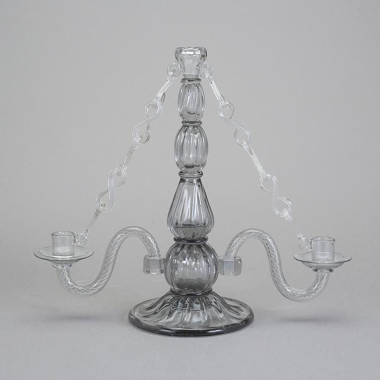 KANDELABER, glas. Gerda Strömberg och Knut Bergqvist, Strömbergshyttan 1940-50-tal.