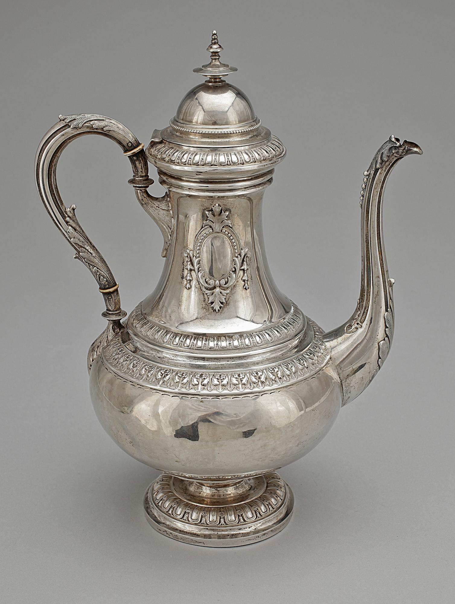 KAFFEKANNA, silver, nyrenässans, GAB, Stockholm 1889. Vikt 572 gr.