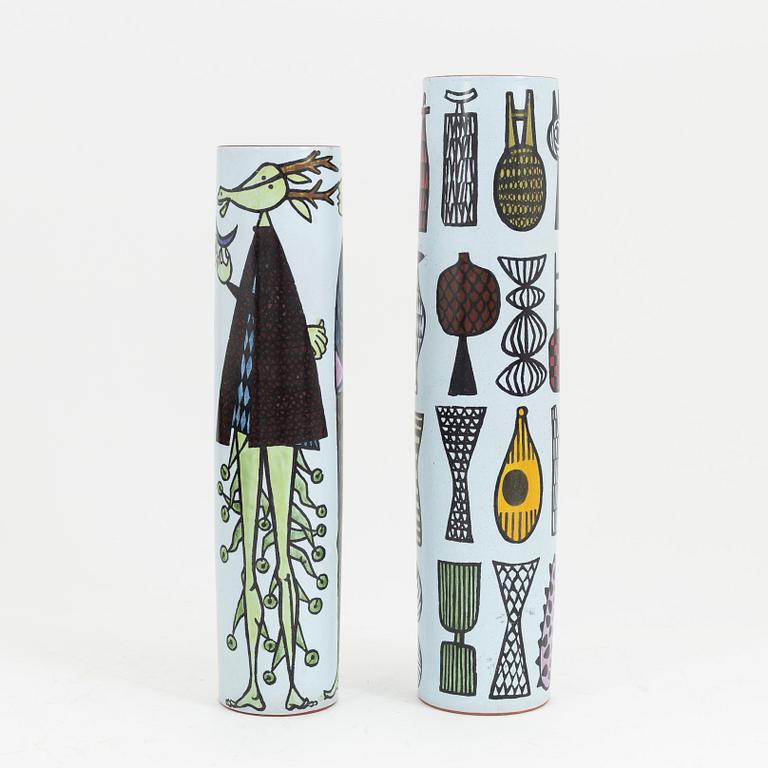 Stig Lindberg, two earthenware 'Karneval' vases, Gustavsbergs studio.