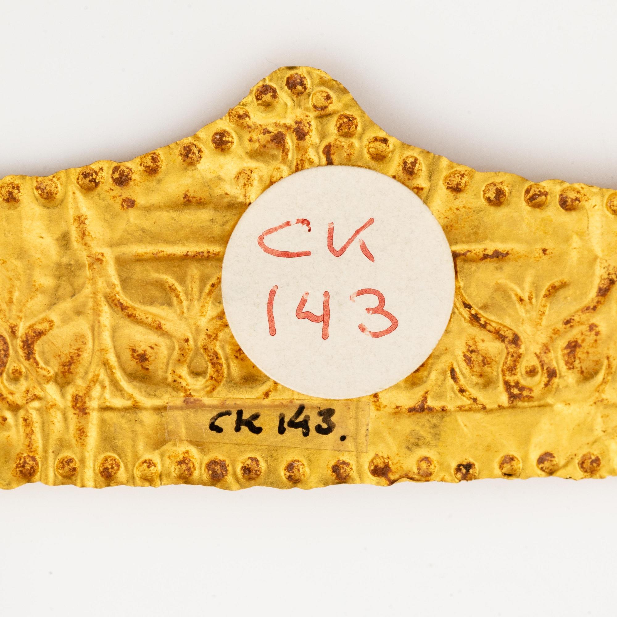 A Hellenistic repoussé gold diadem, ca 300 - 30 BC.