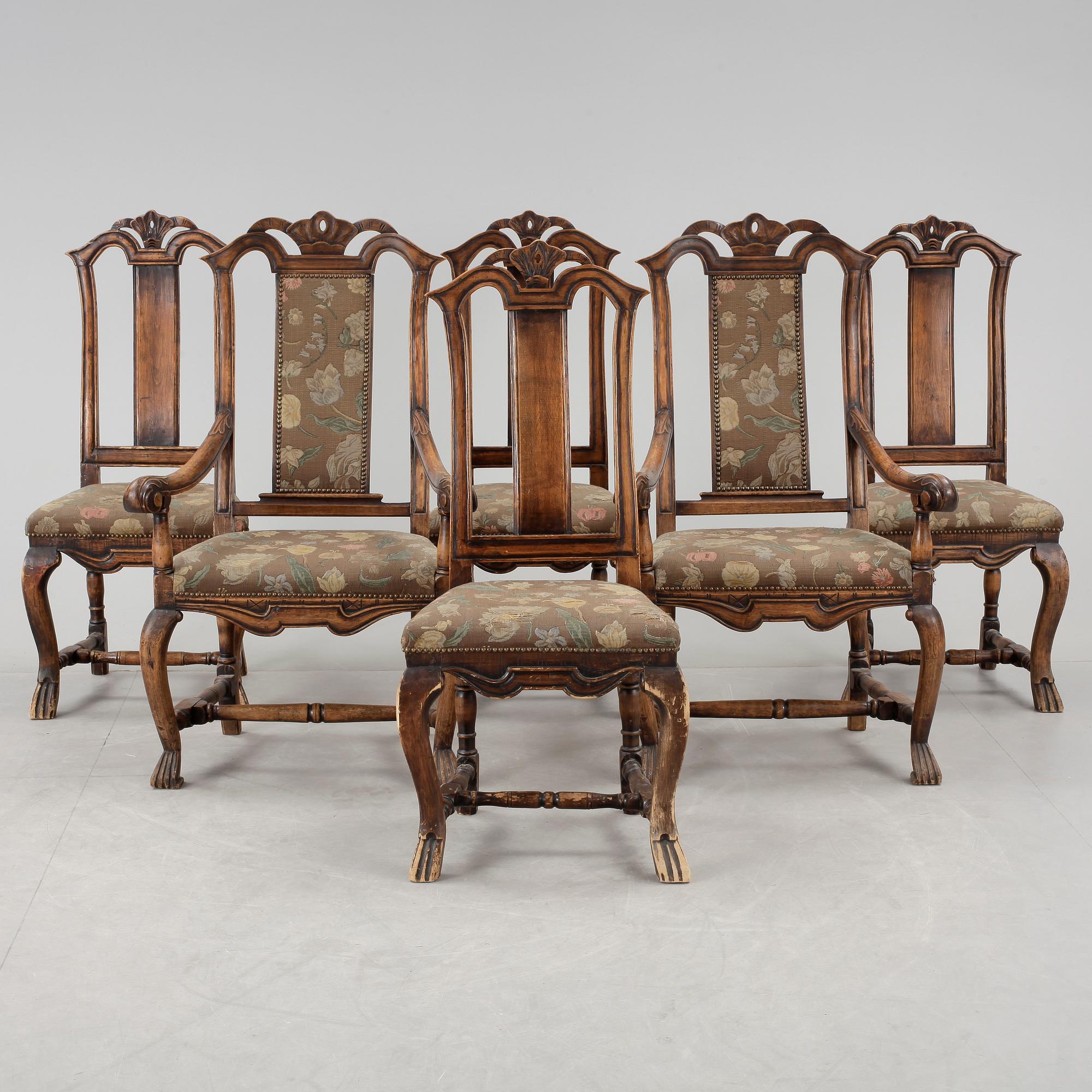 STOLAR, 6 st, Barock stil, 1800-tal.